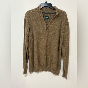 Outdoor Life Men’s Quarter Zip Sweater Brown Knit Pullover Size Large